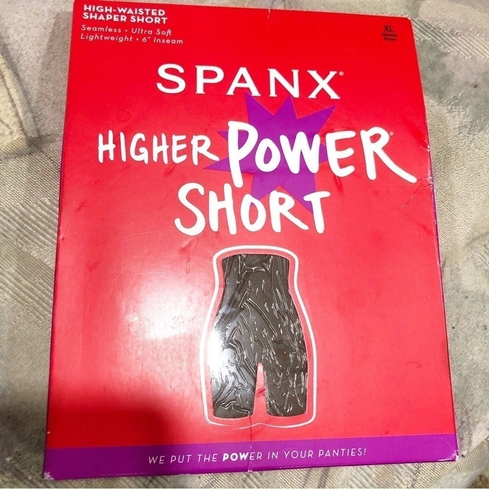 Spanx Higher Power Short High Waisted Shaper Chestnut Brown XL 2744 6in Inseam - Picture 4 of 8
